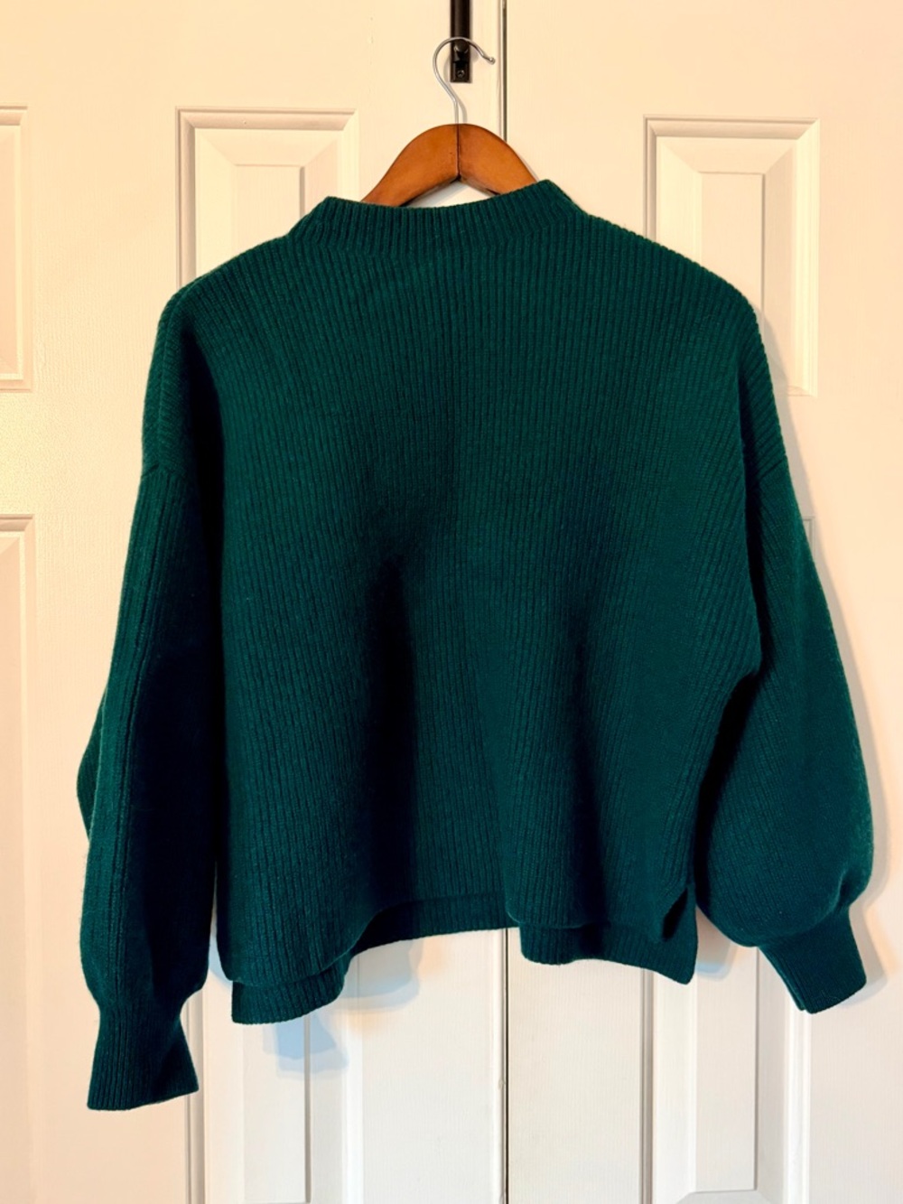 Whistles Deep Teal Ribbed Mock-Neck Sweater size Medium